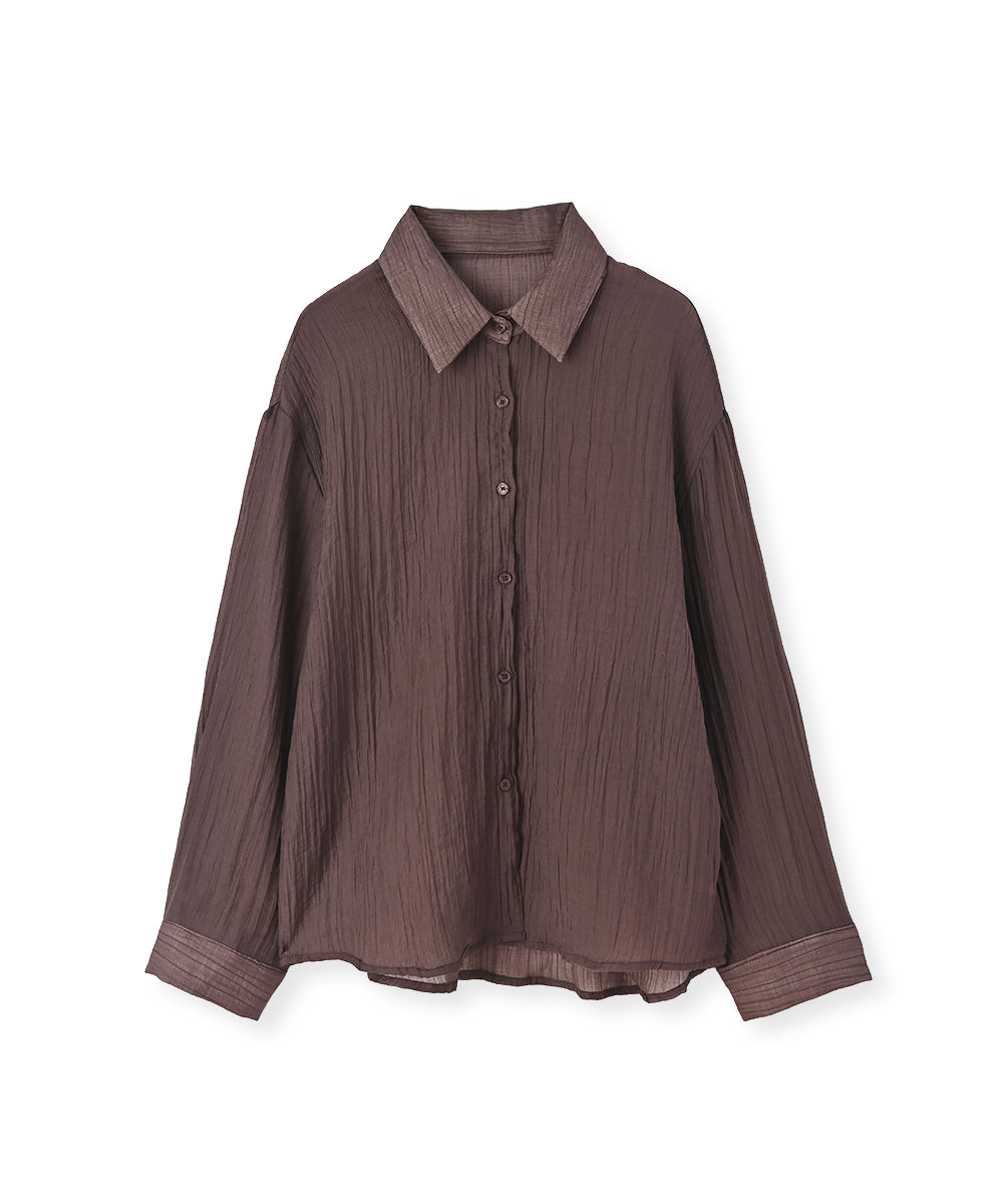 マージュール marjour WRINKLE SHEER SHIRTS （BROWN） BROWN