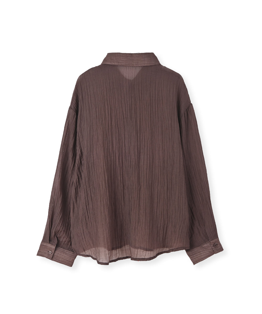 マージュール marjour WRINKLE SHEER SHIRTS （BROWN） BROWN
