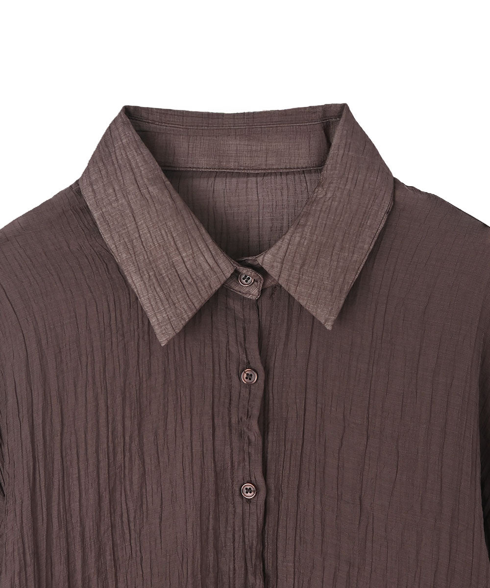 マージュール marjour WRINKLE SHEER SHIRTS （BROWN） BROWN