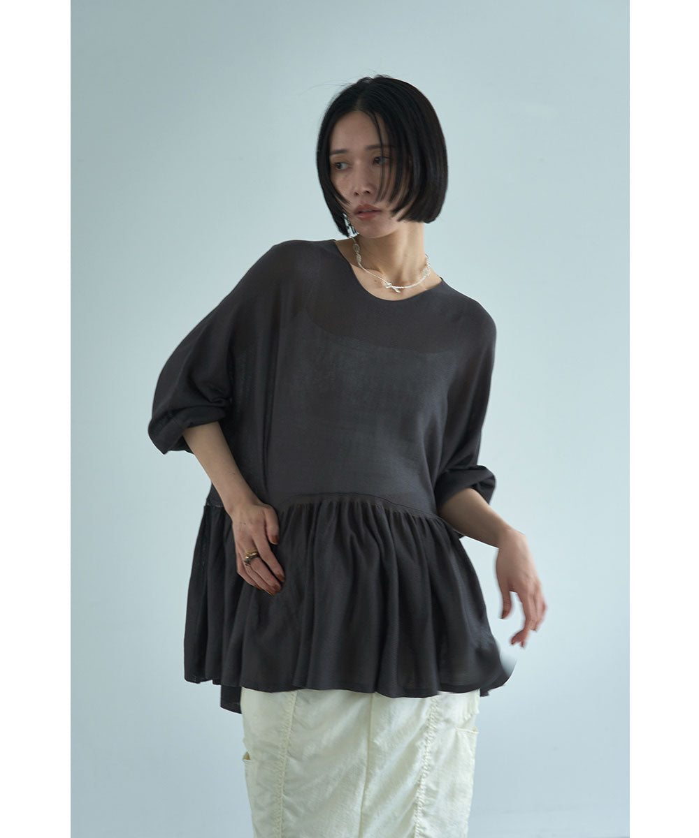 マージュール marjour PEPLUM SHEER KNIT （CHARCOAL） CHARCOAL