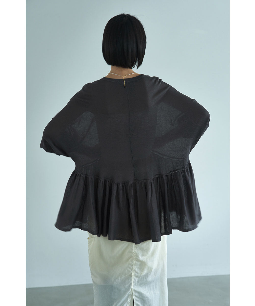 マージュール marjour PEPLUM SHEER KNIT （CHARCOAL） CHARCOAL