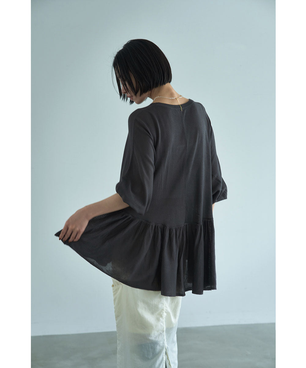 マージュール marjour PEPLUM SHEER KNIT （CHARCOAL） CHARCOAL
