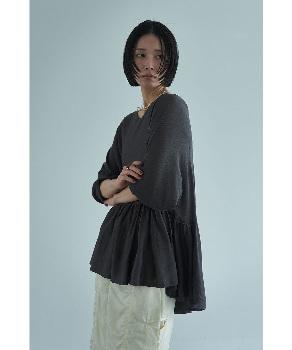 マージュール marjour PEPLUM SHEER KNIT （CHARCOAL） CHARCOAL