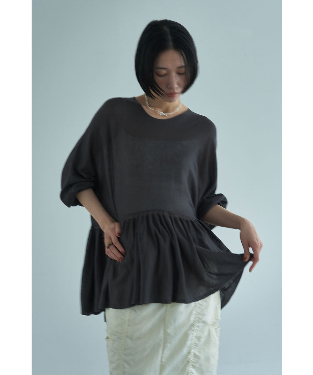 マージュール marjour PEPLUM SHEER KNIT （CHARCOAL） CHARCOAL