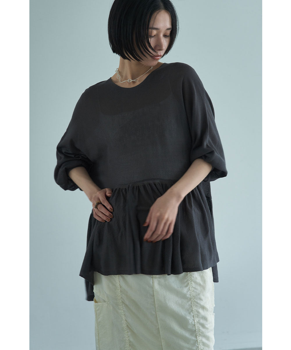 マージュール marjour PEPLUM SHEER KNIT （CHARCOAL） CHARCOAL