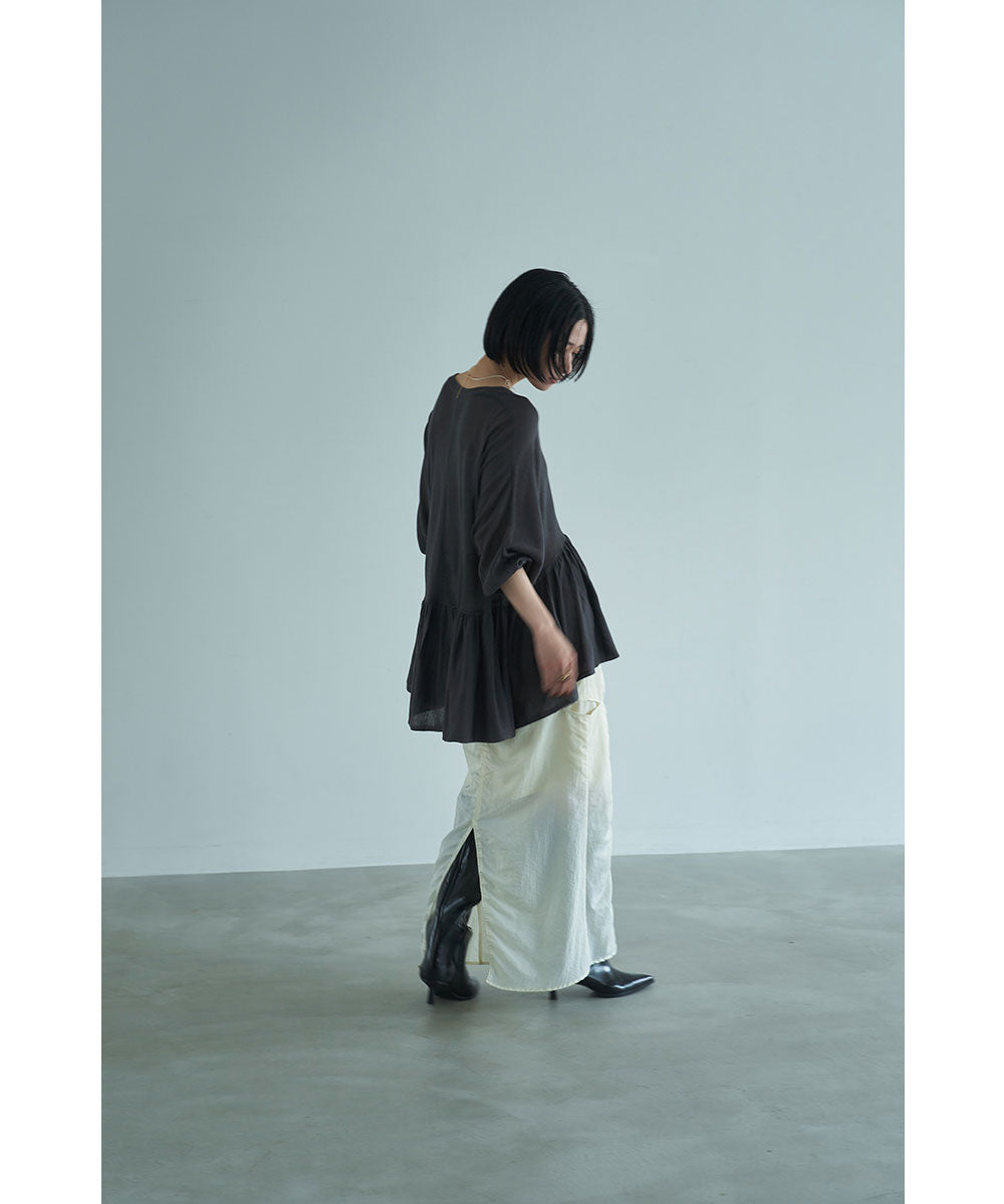 マージュール marjour PEPLUM SHEER KNIT （CHARCOAL） CHARCOAL