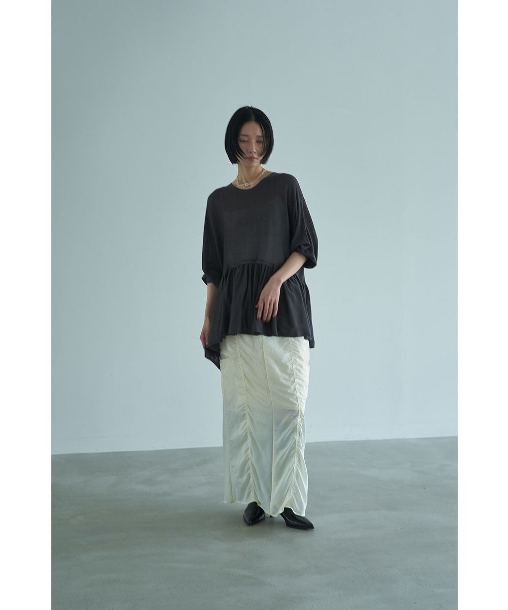 マージュール marjour PEPLUM SHEER KNIT （CHARCOAL） CHARCOAL