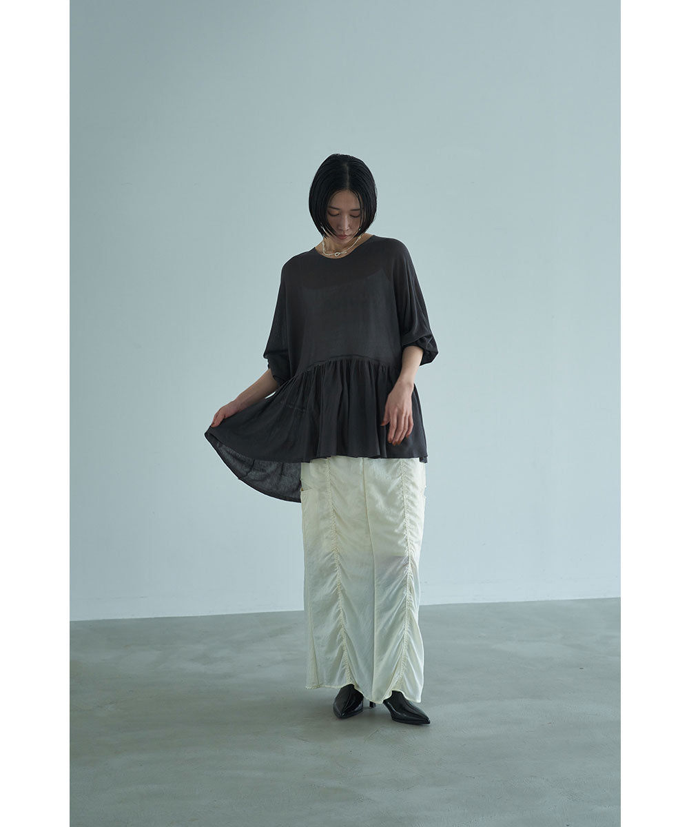 マージュール marjour PEPLUM SHEER KNIT （CHARCOAL） CHARCOAL