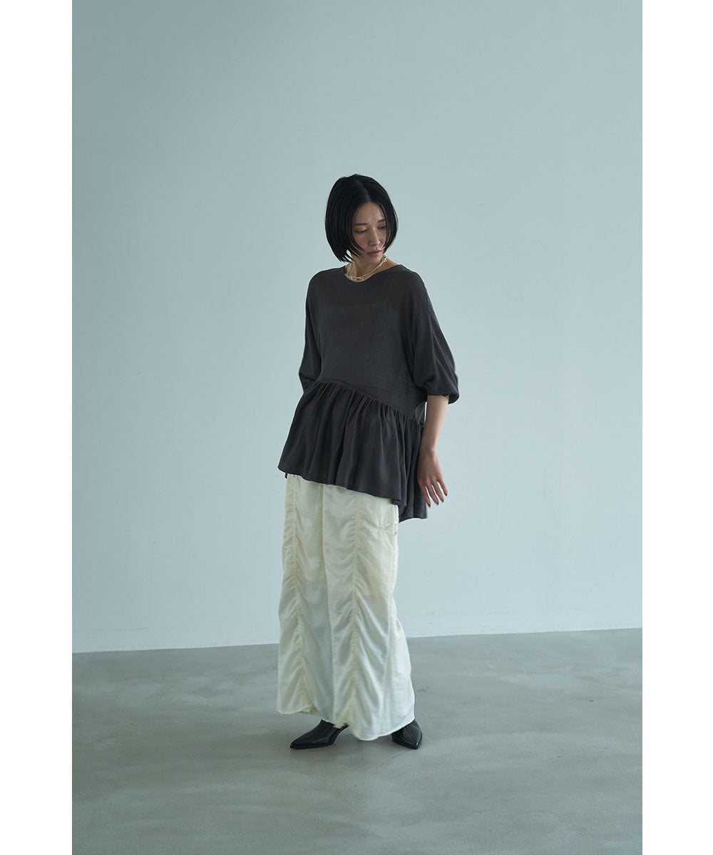 マージュール marjour PEPLUM SHEER KNIT （CHARCOAL） CHARCOAL
