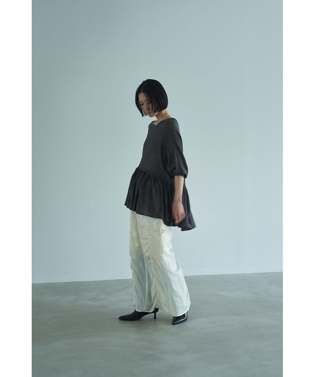 マージュール marjour PEPLUM SHEER KNIT （CHARCOAL） CHARCOAL