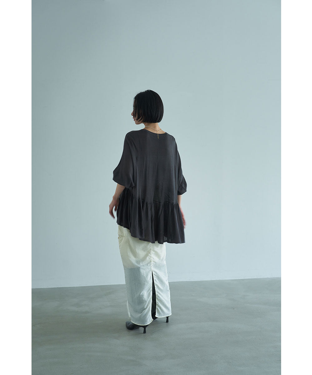マージュール marjour PEPLUM SHEER KNIT （CHARCOAL） CHARCOAL