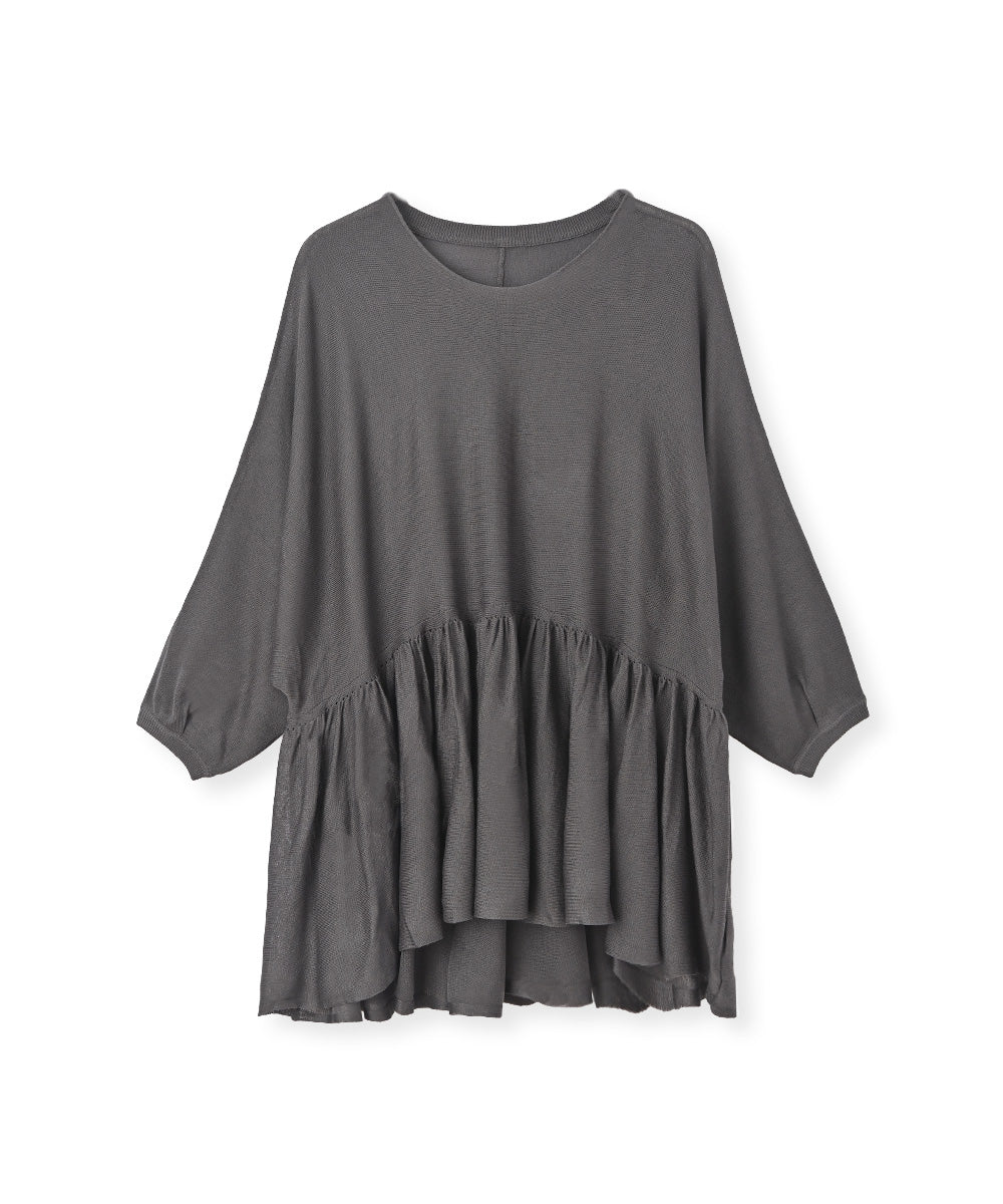 マージュール marjour PEPLUM SHEER KNIT （CHARCOAL） CHARCOAL
