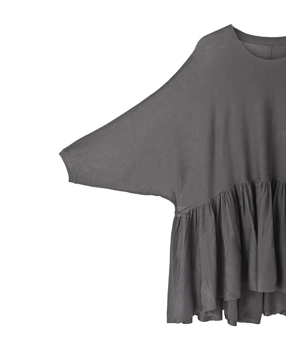マージュール marjour PEPLUM SHEER KNIT （CHARCOAL） CHARCOAL