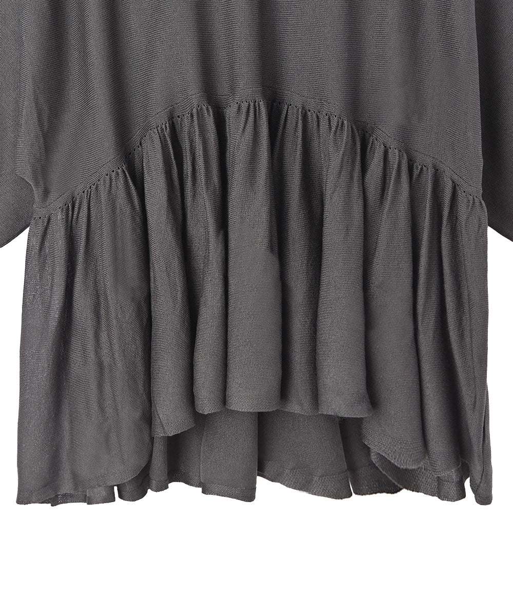 マージュール marjour PEPLUM SHEER KNIT （CHARCOAL） CHARCOAL
