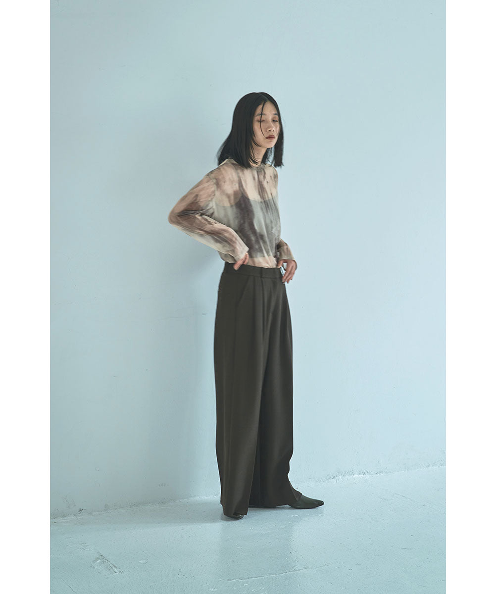 マージュール marjour NUANCE PATTERN SHEER MESH TEE （BEIGE） BEIGE