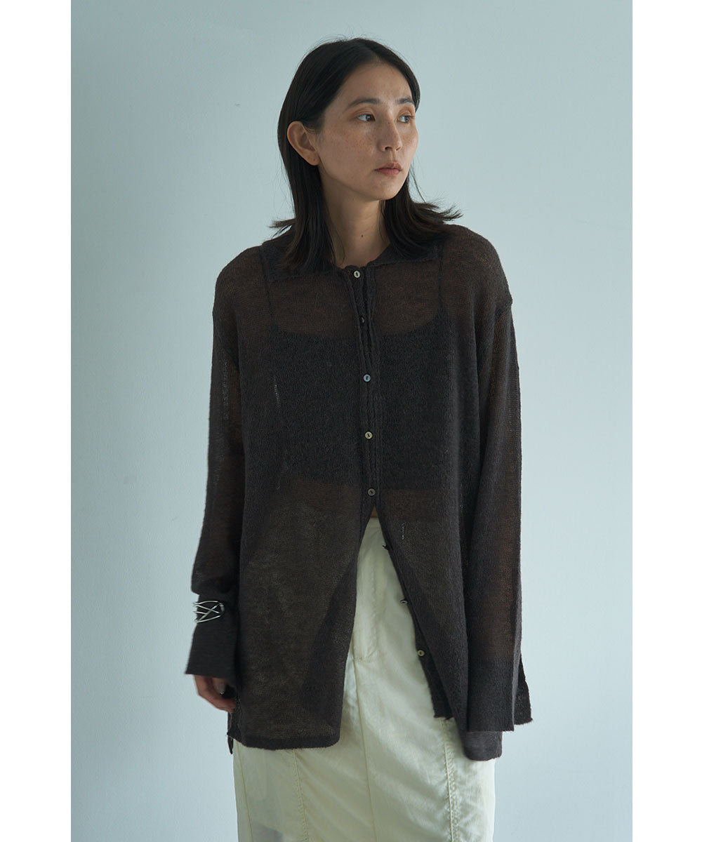 マージュール marjour SHEER SHIRT KNIT （CHARCOAL） CHARCOAL