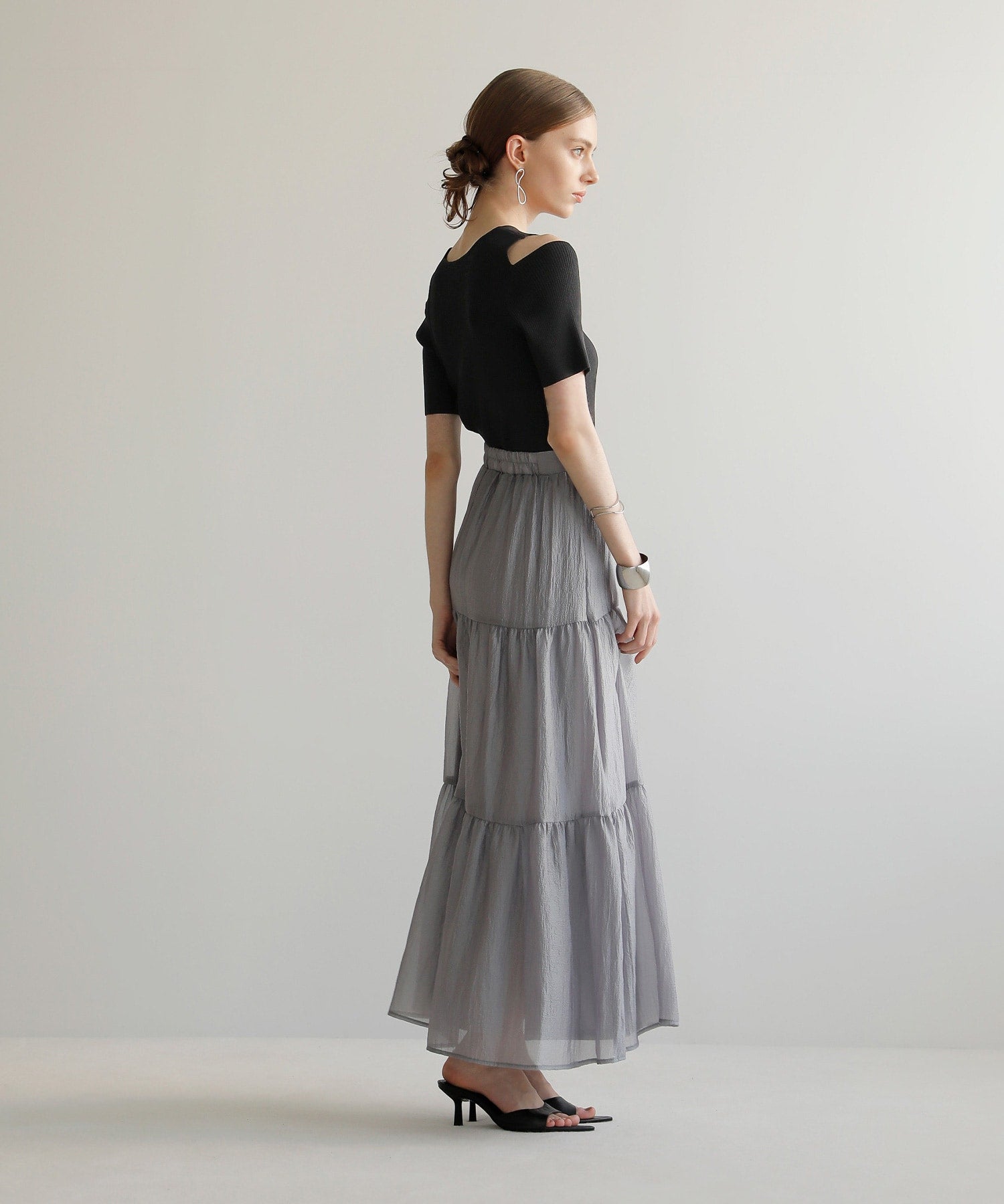 ミエリ インヴァリアント MIELI INVARIANT Sheer Tiered Washer Skirt