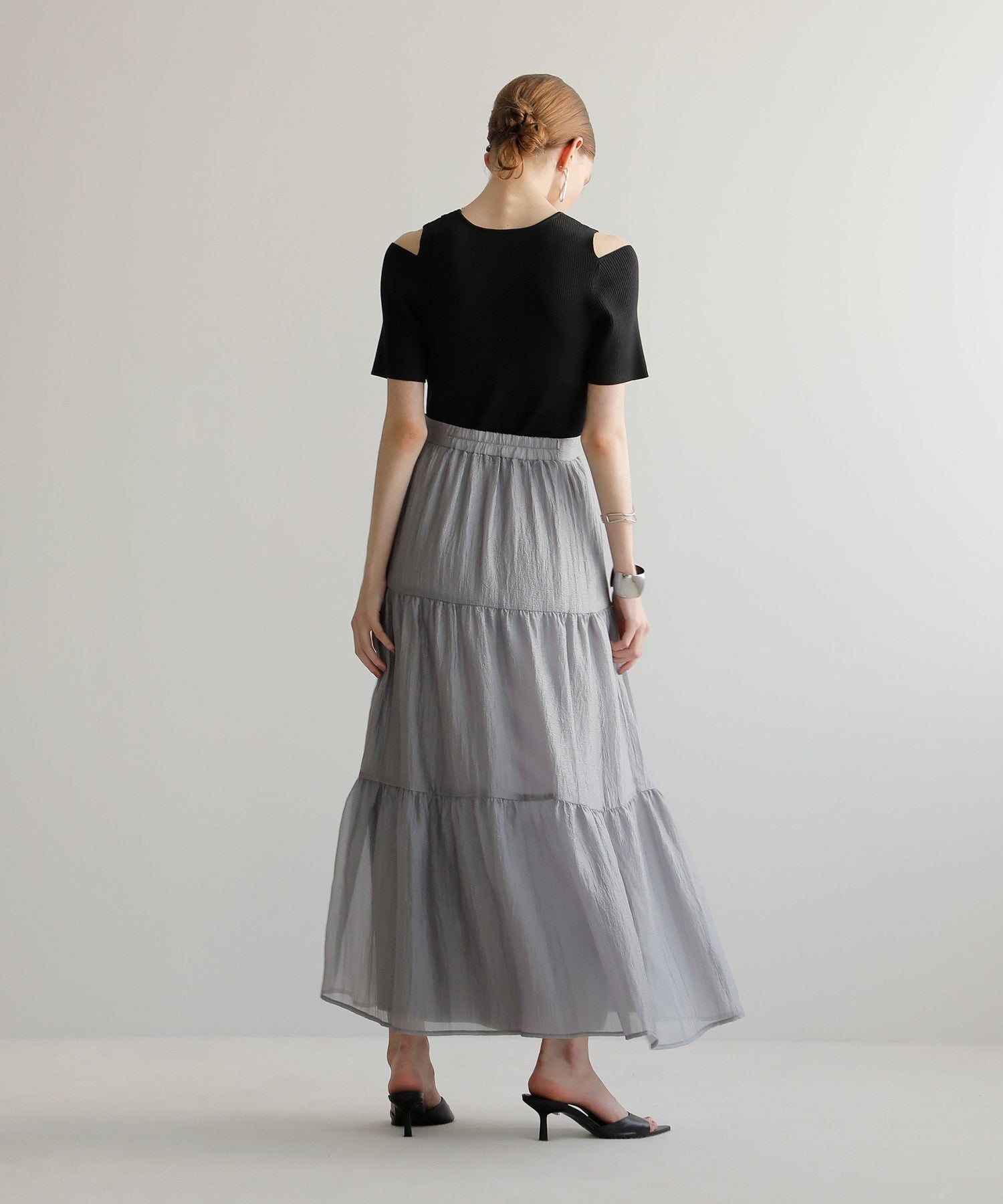 ミエリ インヴァリアント MIELI INVARIANT Sheer Tiered Washer Skirt