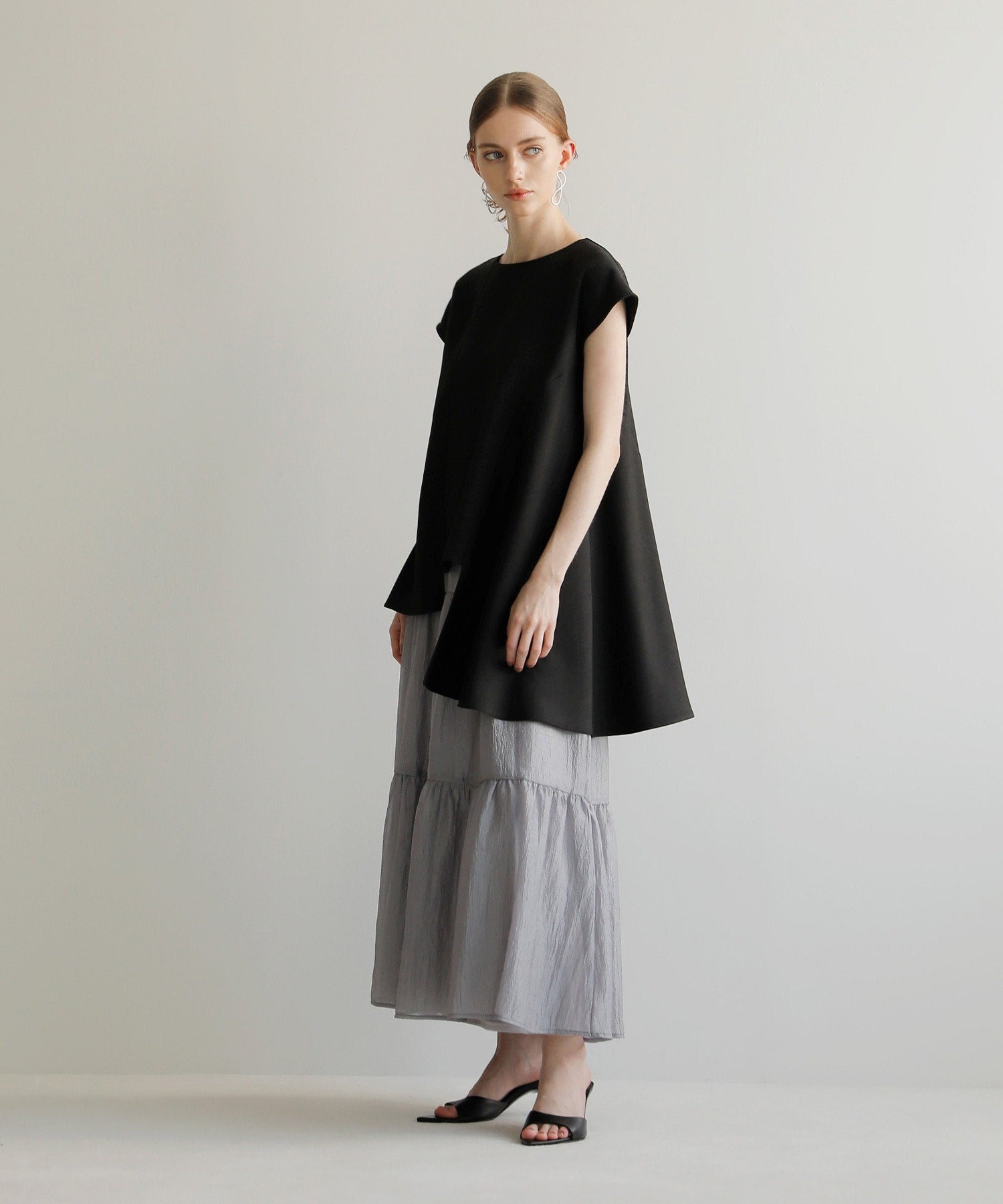 ミエリ インヴァリアント MIELI INVARIANT Sheer Tiered Washer Skirt