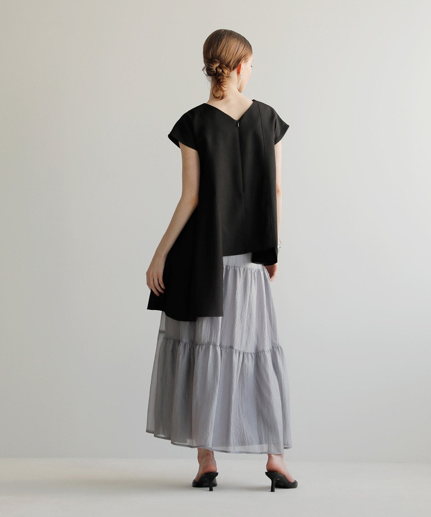 ミエリ インヴァリアント MIELI INVARIANT Sheer Tiered Washer Skirt