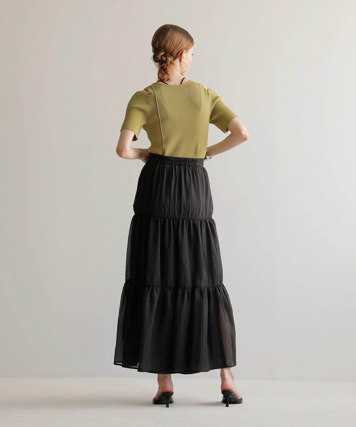 ミエリ インヴァリアント MIELI INVARIANT Sheer Tiered Washer Skirt