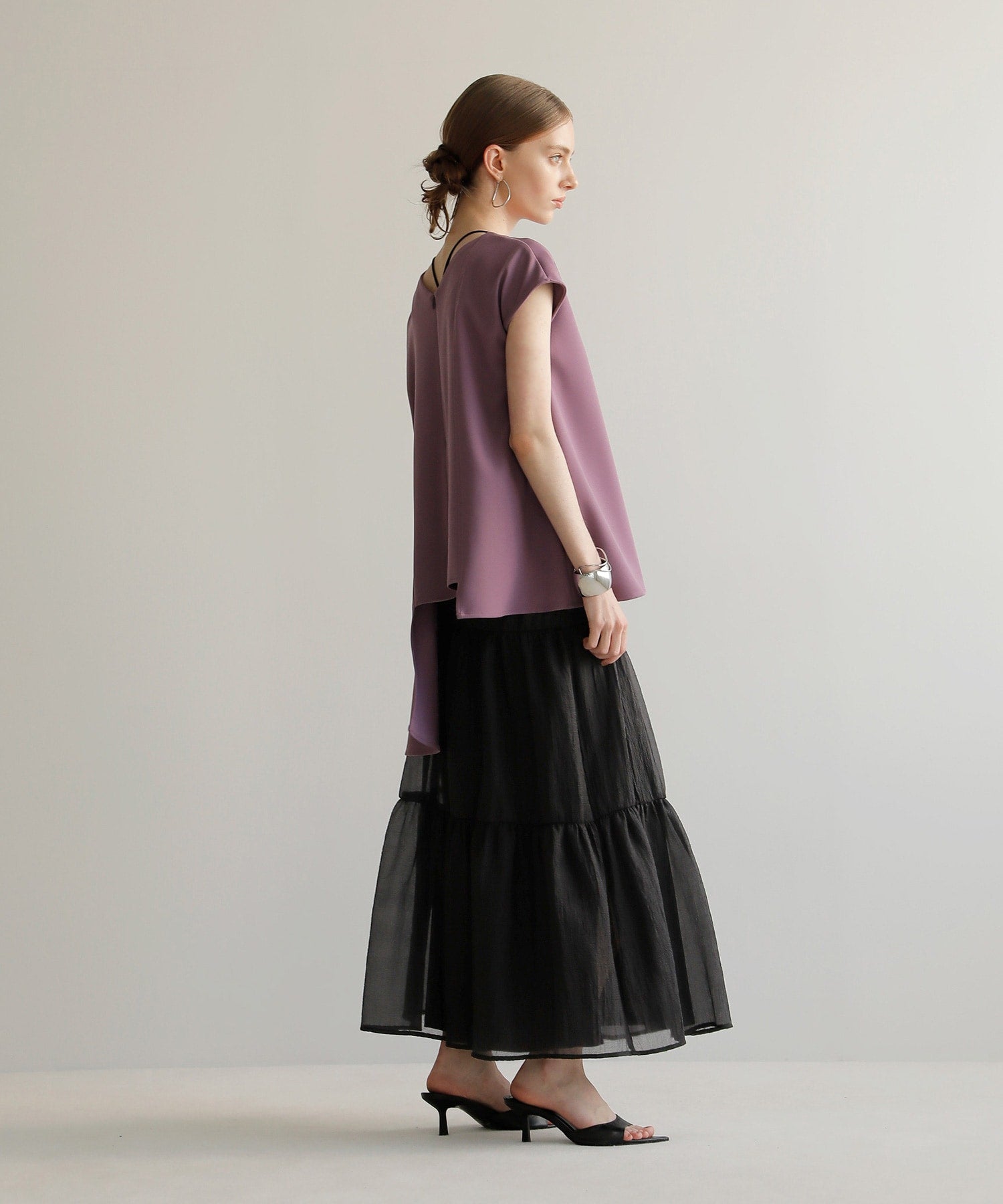 ミエリ インヴァリアント MIELI INVARIANT Sheer Tiered Washer Skirt