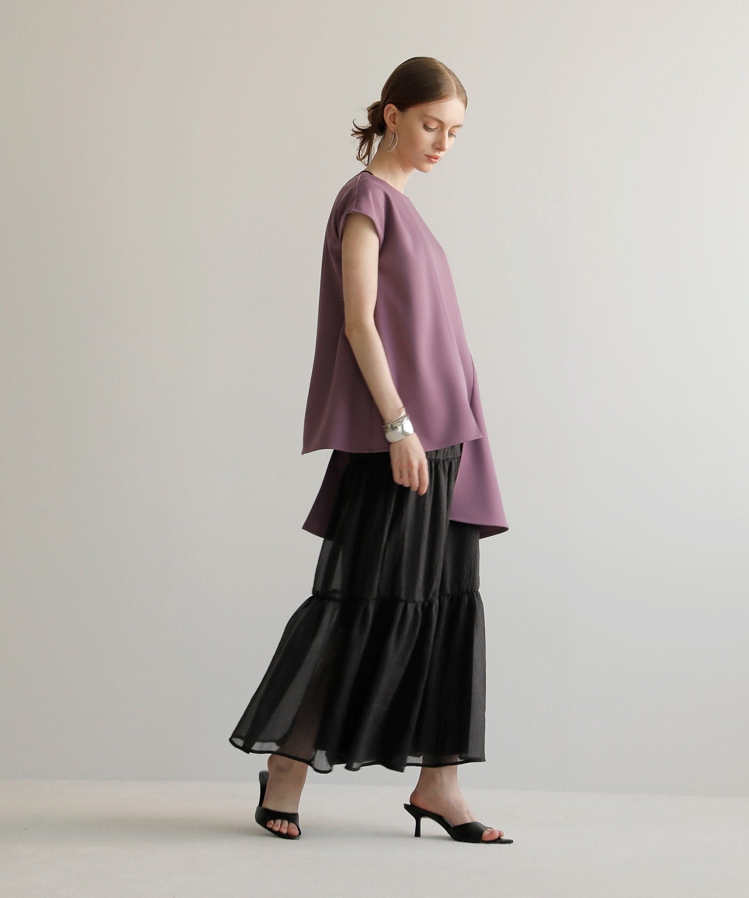 ミエリ インヴァリアント MIELI INVARIANT Sheer Tiered Washer Skirt