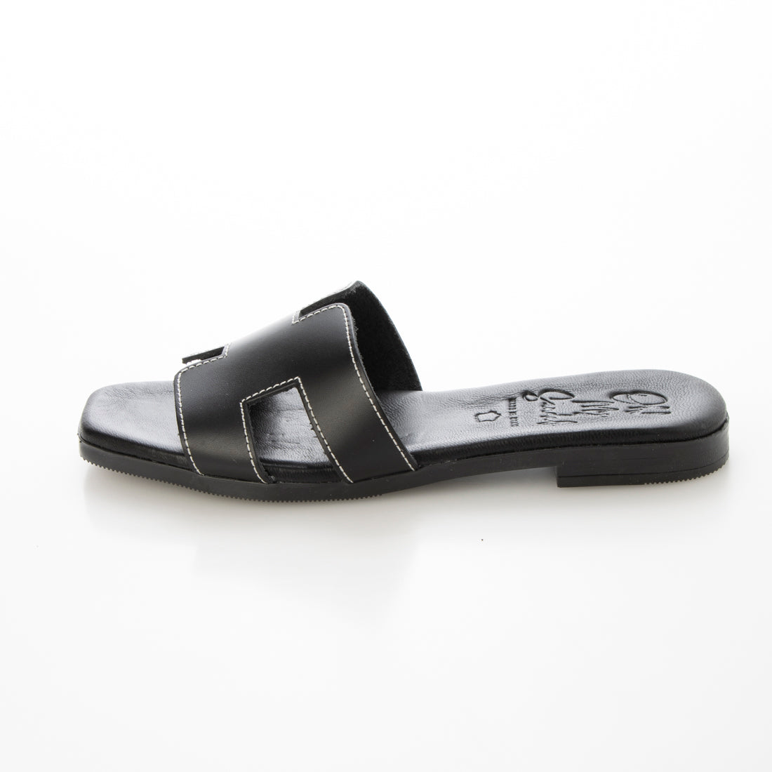 オー マイ サンダルズ Oh my Sandals スクエアトウフラットミュールサンダル （ブラック） ブラック