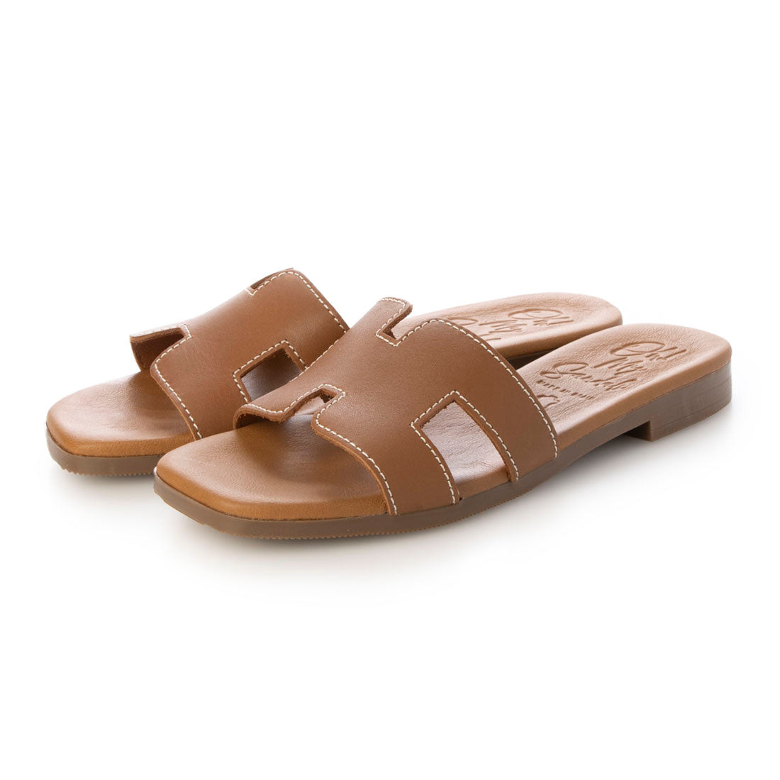 オー マイ サンダルズ Oh my Sandals スクエアトウフラットミュールサンダル （ブラウン） ブラウン