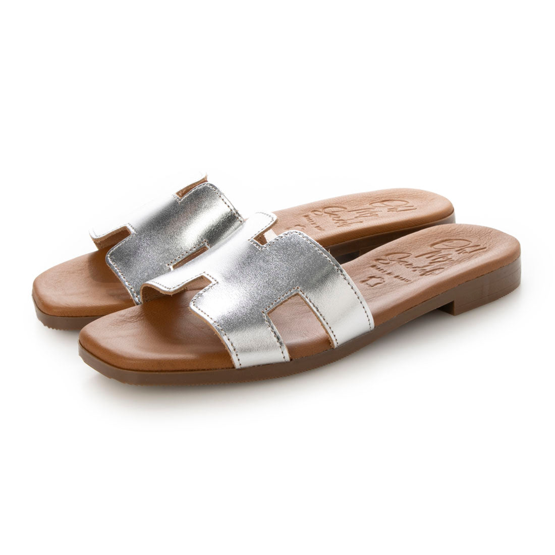 オー マイ サンダルズ Oh my Sandals スクエアトウフラットミュールサンダル （シルバー） シルバー