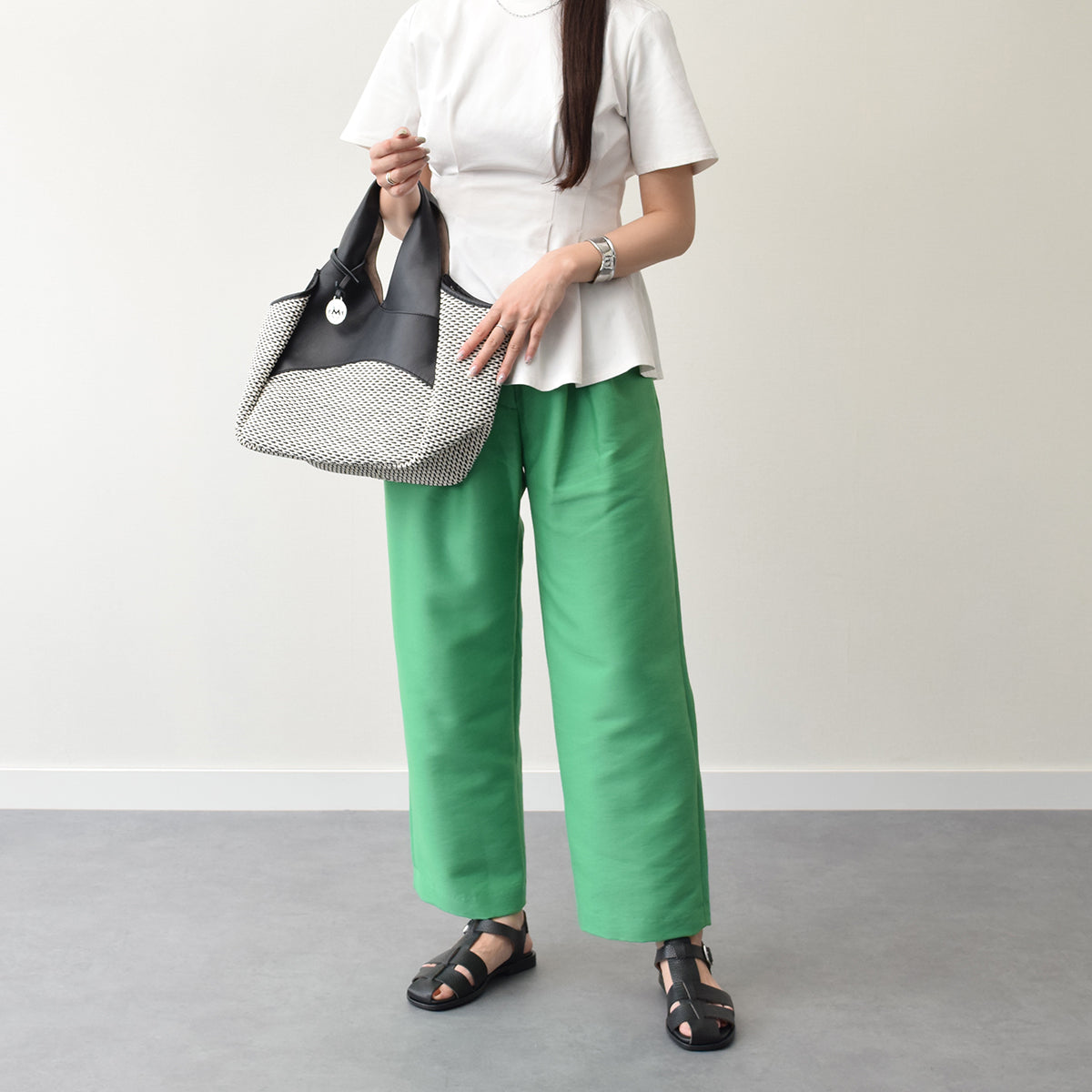オー マイ サンダルズ Oh my Sandals スクエアトウフラットグルカサンダル （ブラック） ブラック