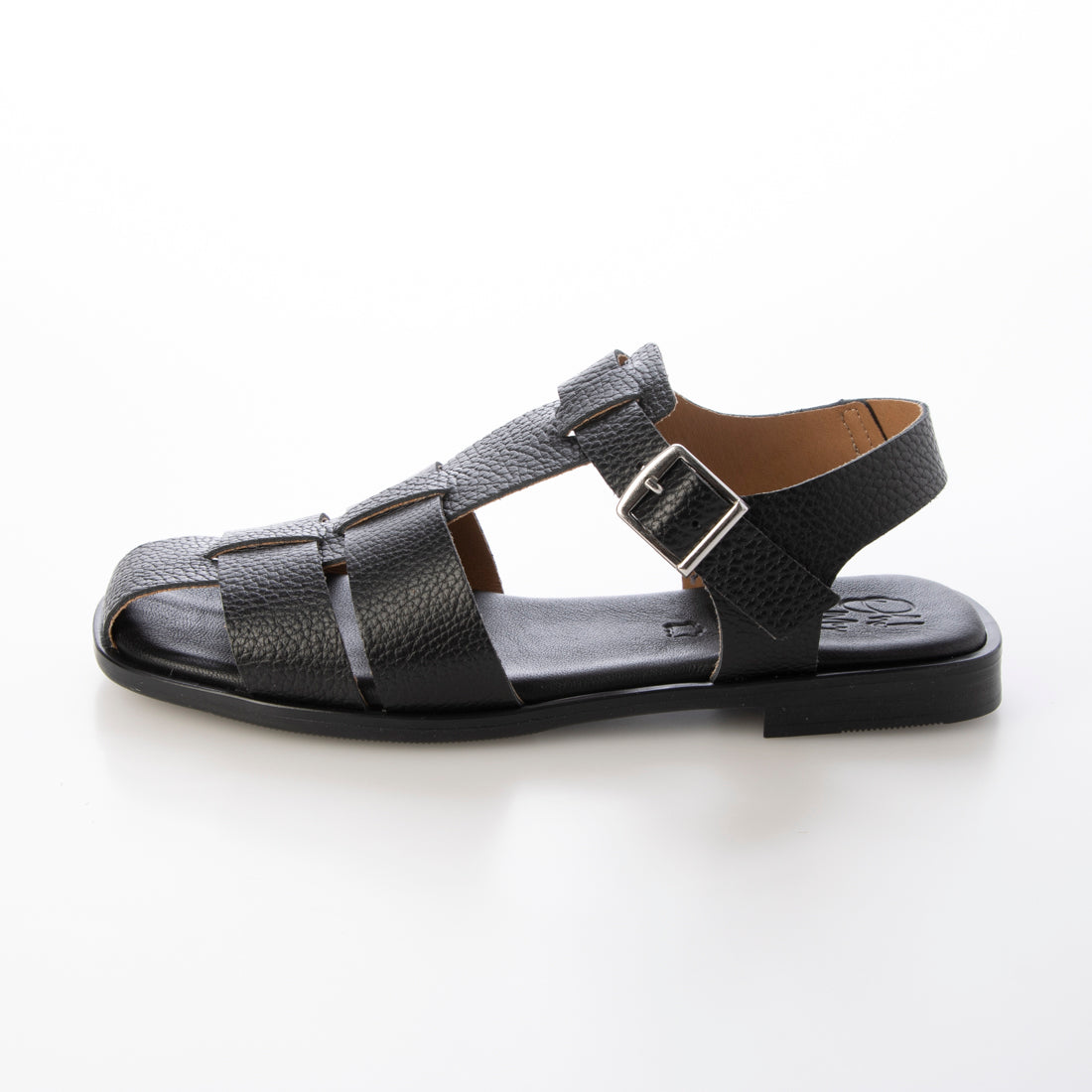 オー マイ サンダルズ Oh my Sandals スクエアトウフラットグルカサンダル （ブラック） ブラック