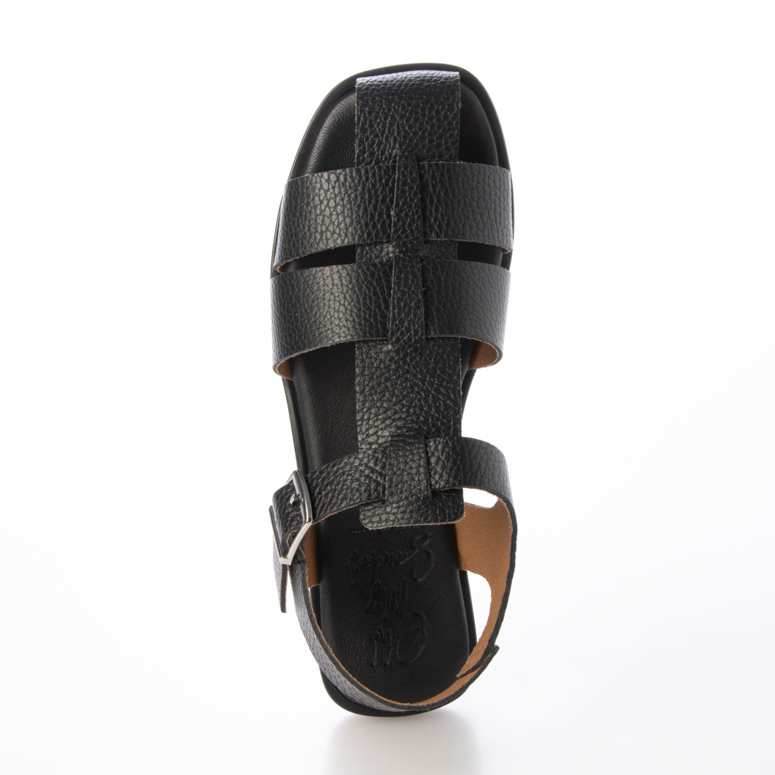 オー マイ サンダルズ Oh my Sandals スクエアトウフラットグルカサンダル （ブラック） ブラック