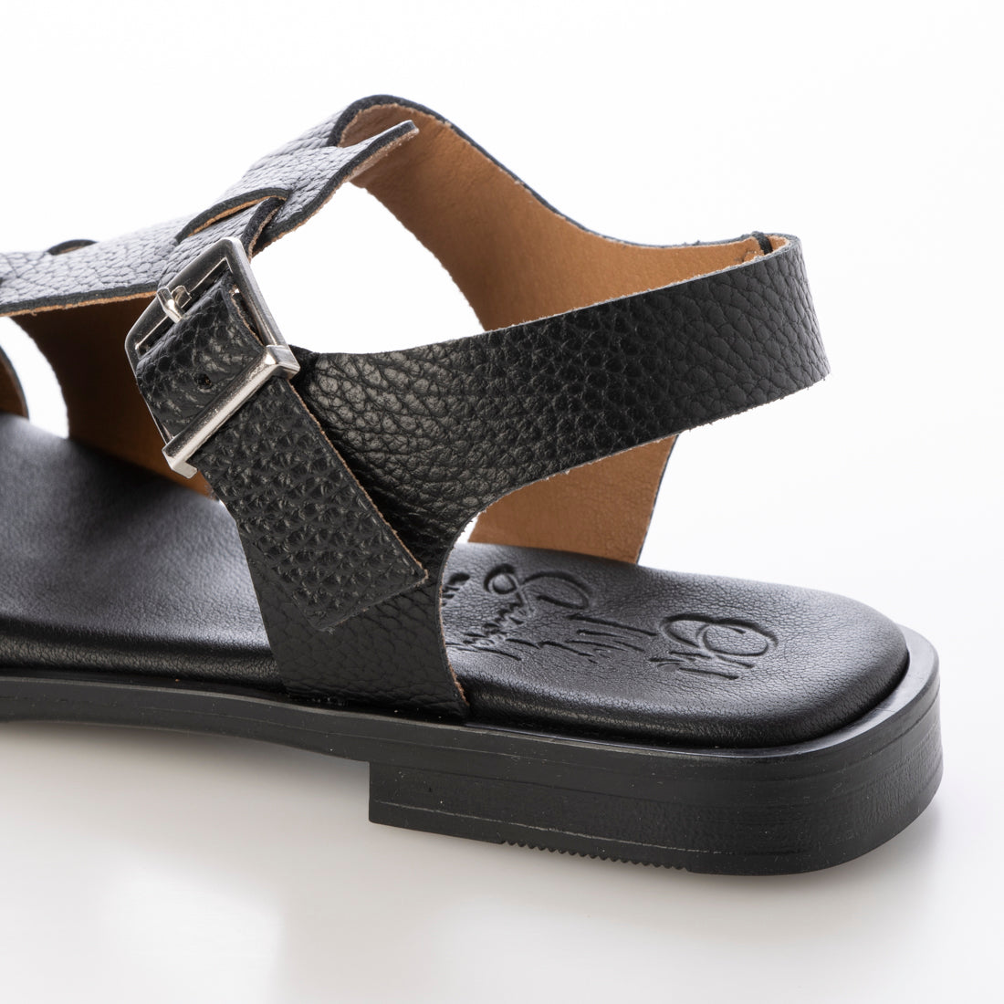 オー マイ サンダルズ Oh my Sandals スクエアトウフラットグルカサンダル （ブラック） ブラック