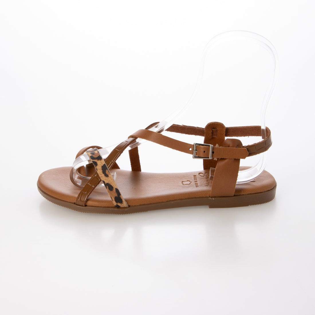 オー マイ サンダルズ Oh my Sandals ラウンドトウストラップフラットサンダル （ブラウンコンビ） ブラウンコンビ