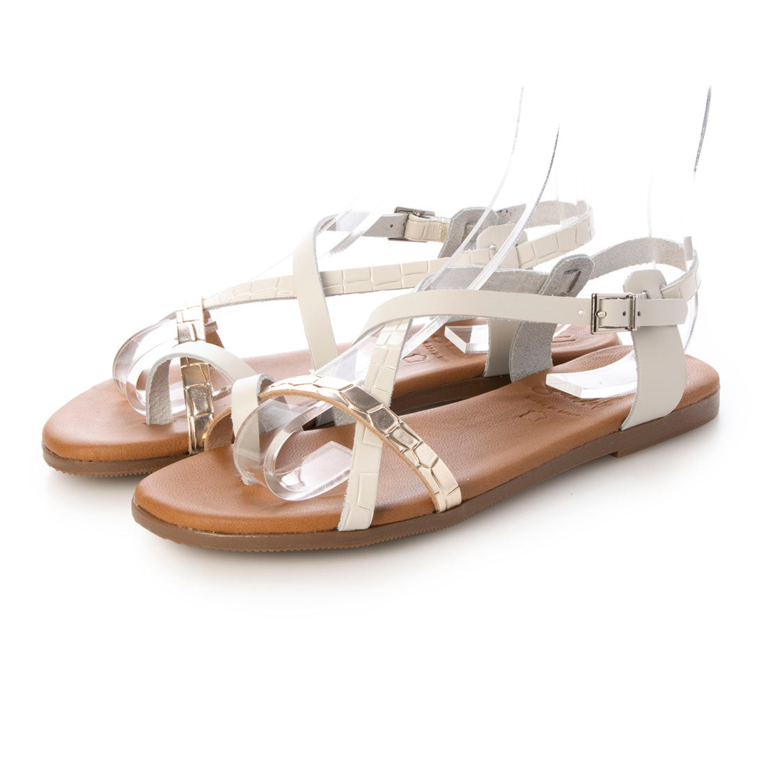 オー マイ サンダルズ Oh my Sandals ラウンドトウストラップフラットサンダル （アイボリーコンビ） アイボリーコンビ