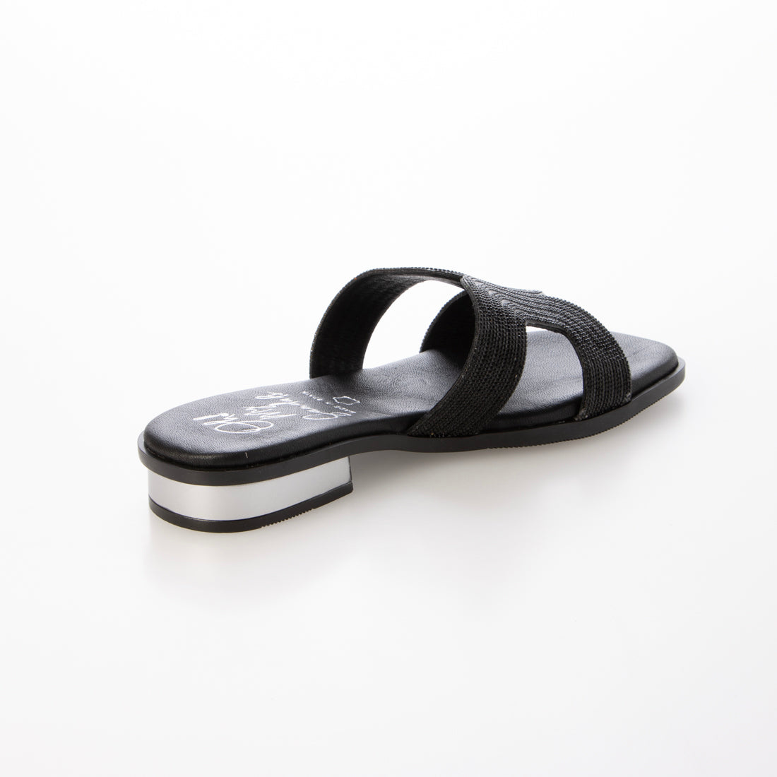 オー マイ サンダルズ Oh my Sandals ラインストーンローヒールサンダル （ブラック） ブラック