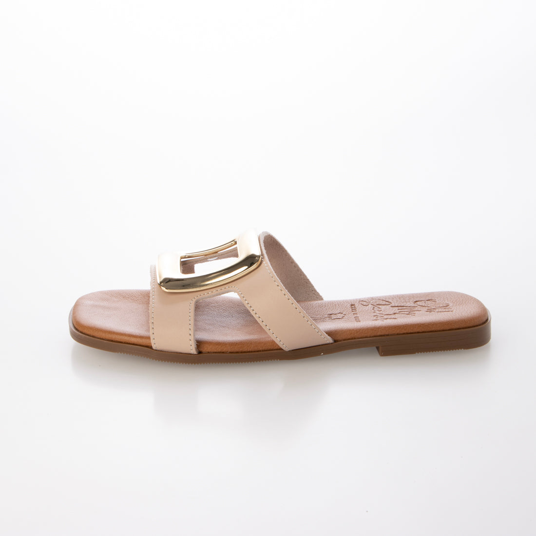 オー マイ サンダルズ Oh my Sandals スクエアトウフラットバックルサンダル （ライトベージュ） ライトベージュ