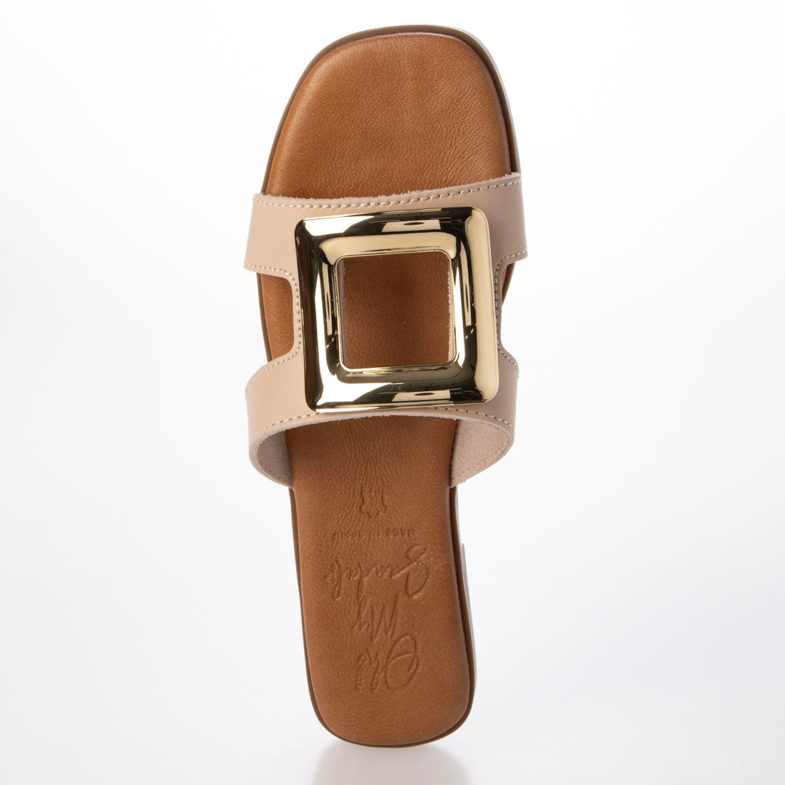 オー マイ サンダルズ Oh my Sandals スクエアトウフラットバックルサンダル （ライトベージュ） ライトベージュ