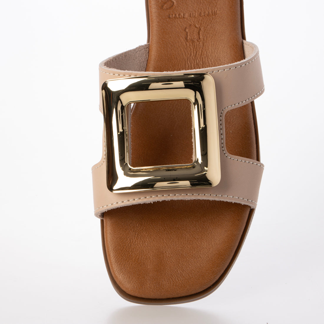 オー マイ サンダルズ Oh my Sandals スクエアトウフラットバックルサンダル （ライトベージュ） ライトベージュ