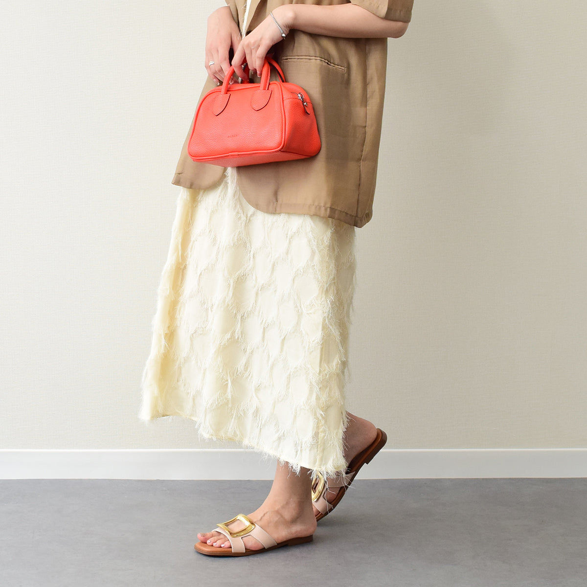オー マイ サンダルズ Oh my Sandals スクエアトウフラットバックルサンダル （ライトベージュ） ライトベージュ
