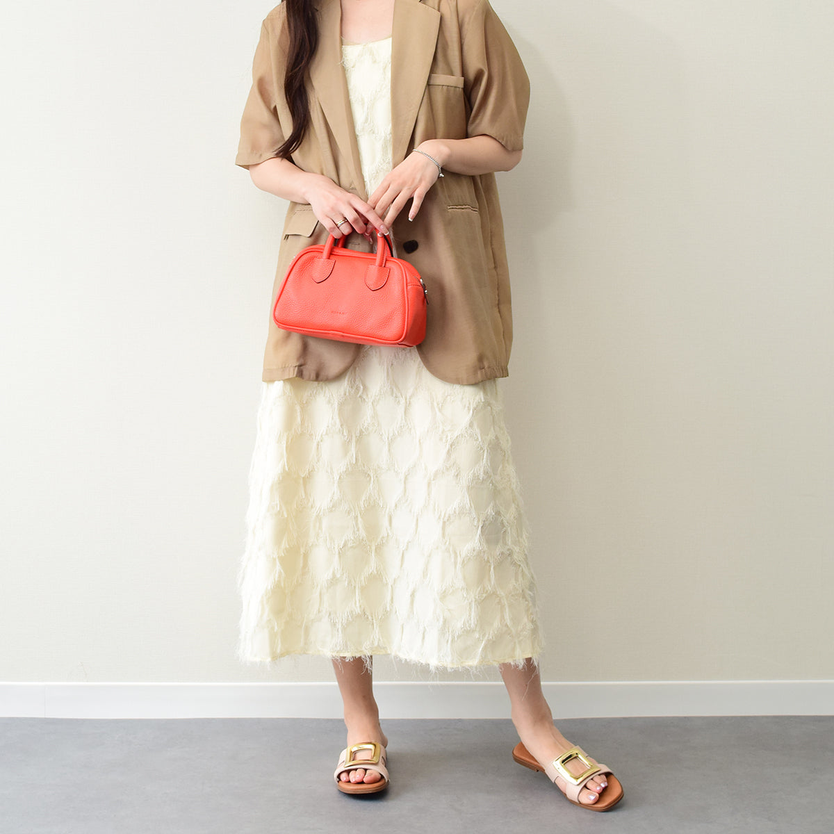 オー マイ サンダルズ Oh my Sandals スクエアトウフラットバックルサンダル （ライトベージュ） ライトベージュ