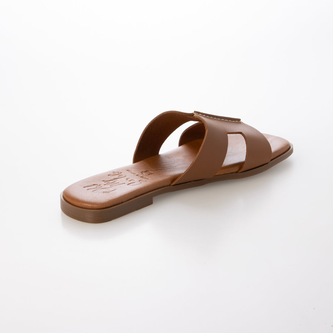 オー マイ サンダルズ Oh my Sandals スクエアトウフラットレザーサンダル （ブラウン） ブラウン