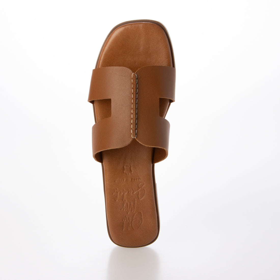 オー マイ サンダルズ Oh my Sandals スクエアトウフラットレザーサンダル （ブラウン） ブラウン