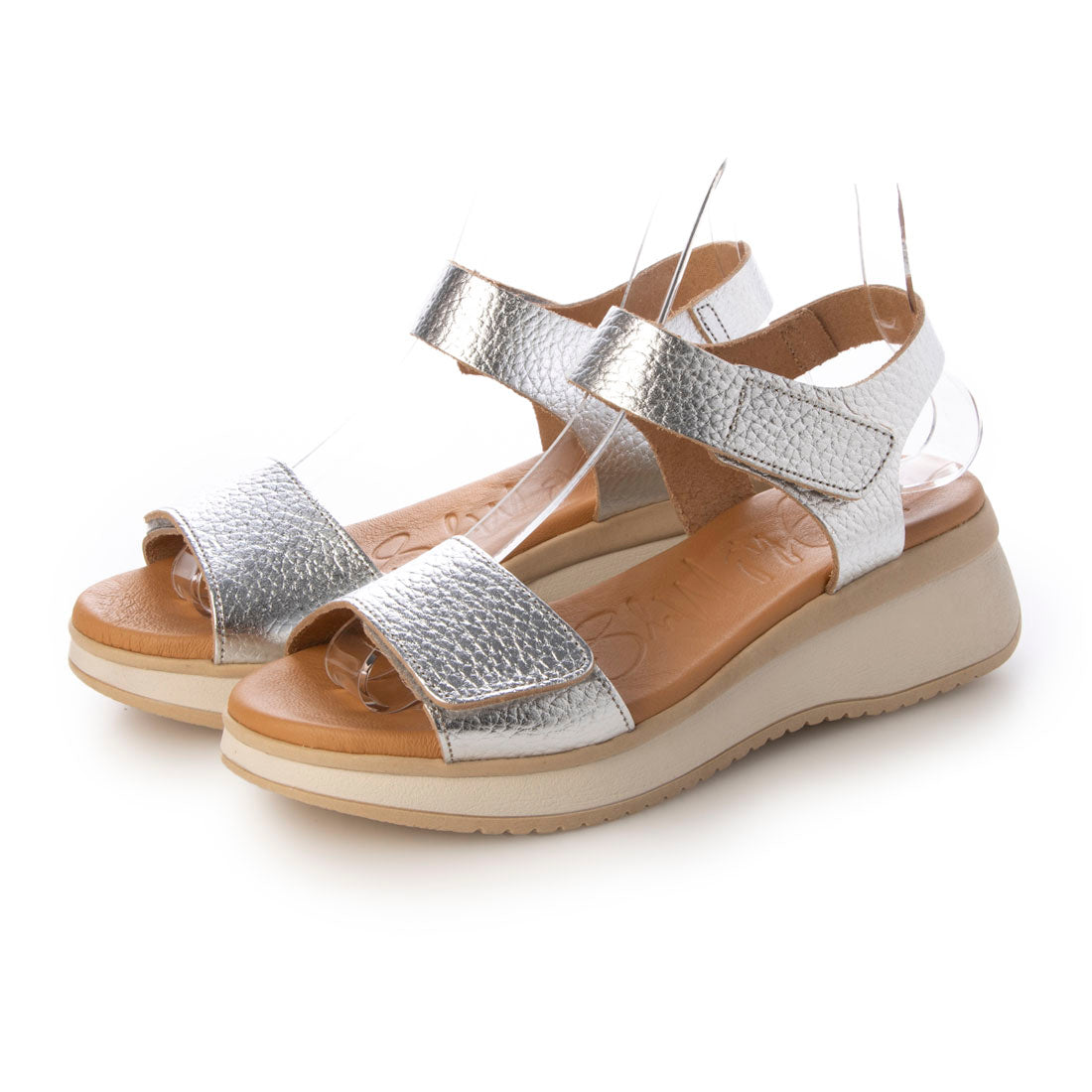 オー マイ サンダルズ Oh my Sandals ベルクロローヒールサンダル （シルバー） シルバー