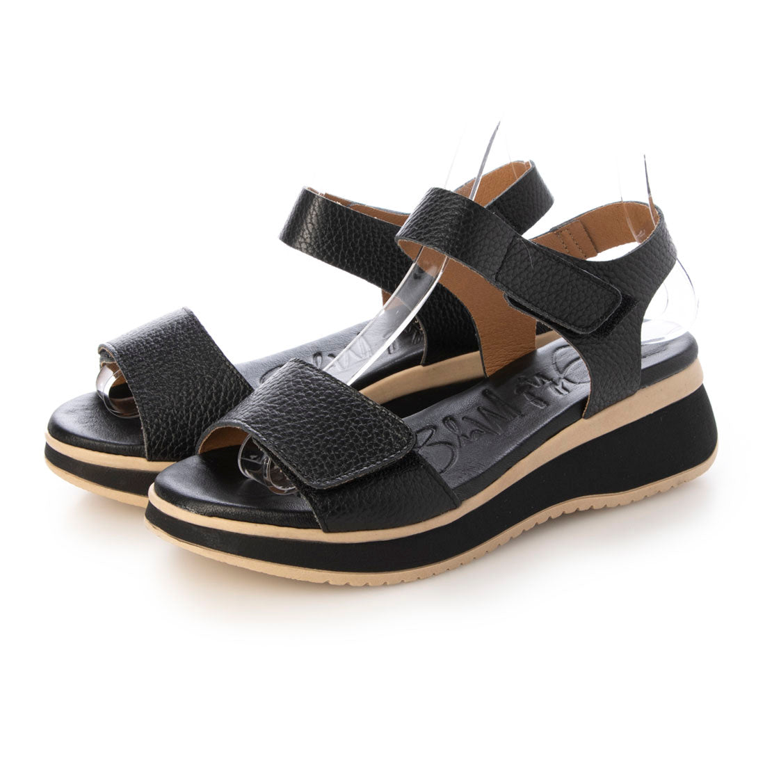オー マイ サンダルズ Oh my Sandals ベルクロローヒールサンダル （ブラック） ブラック