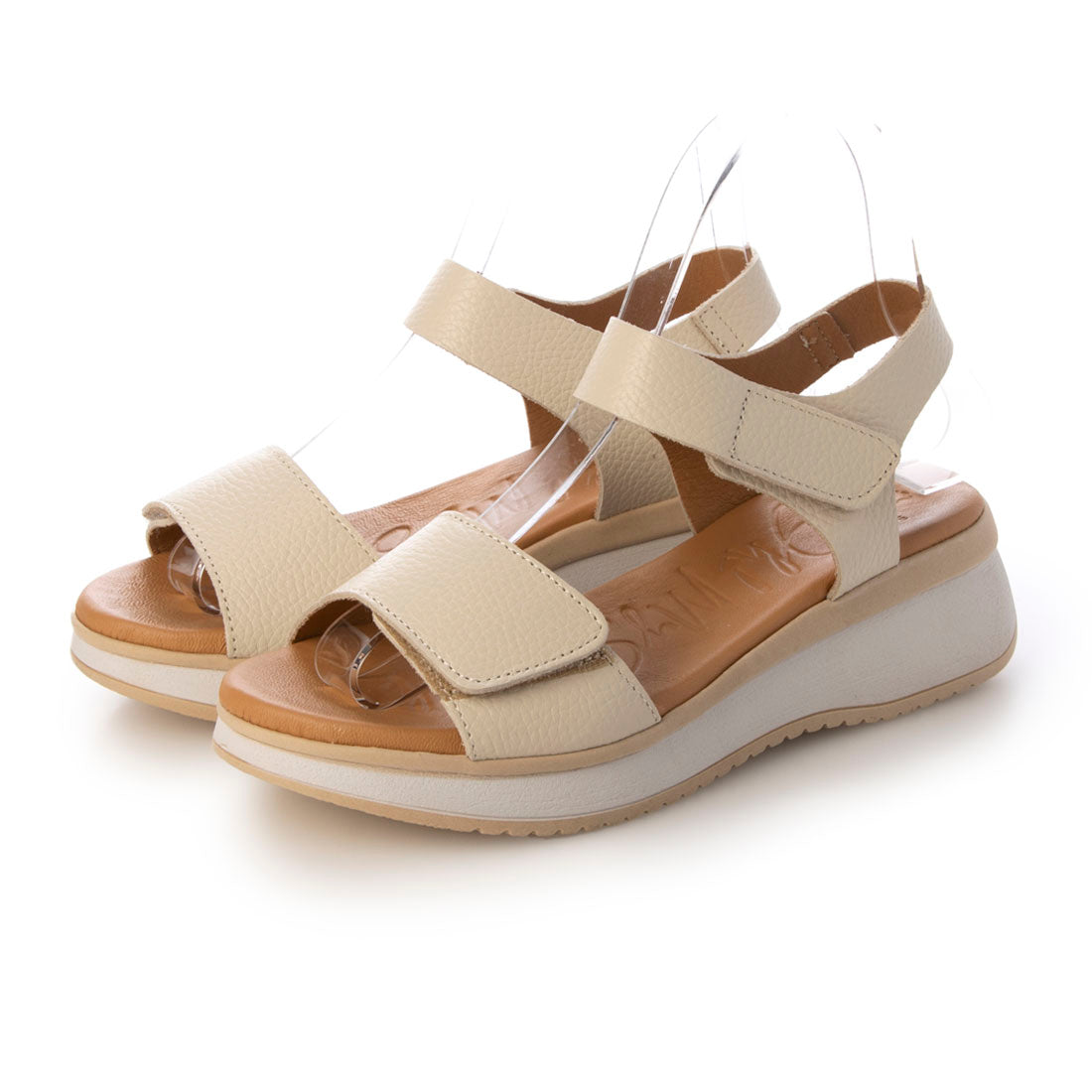 オー マイ サンダルズ Oh my Sandals ベルクロローヒールサンダル （アイボリー） アイボリー