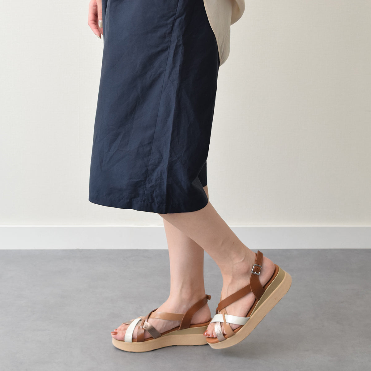 オー マイ サンダルズ Oh my Sandals カラーコンビ厚底サンダル （ブラウンコンビ） ブラウンコンビ