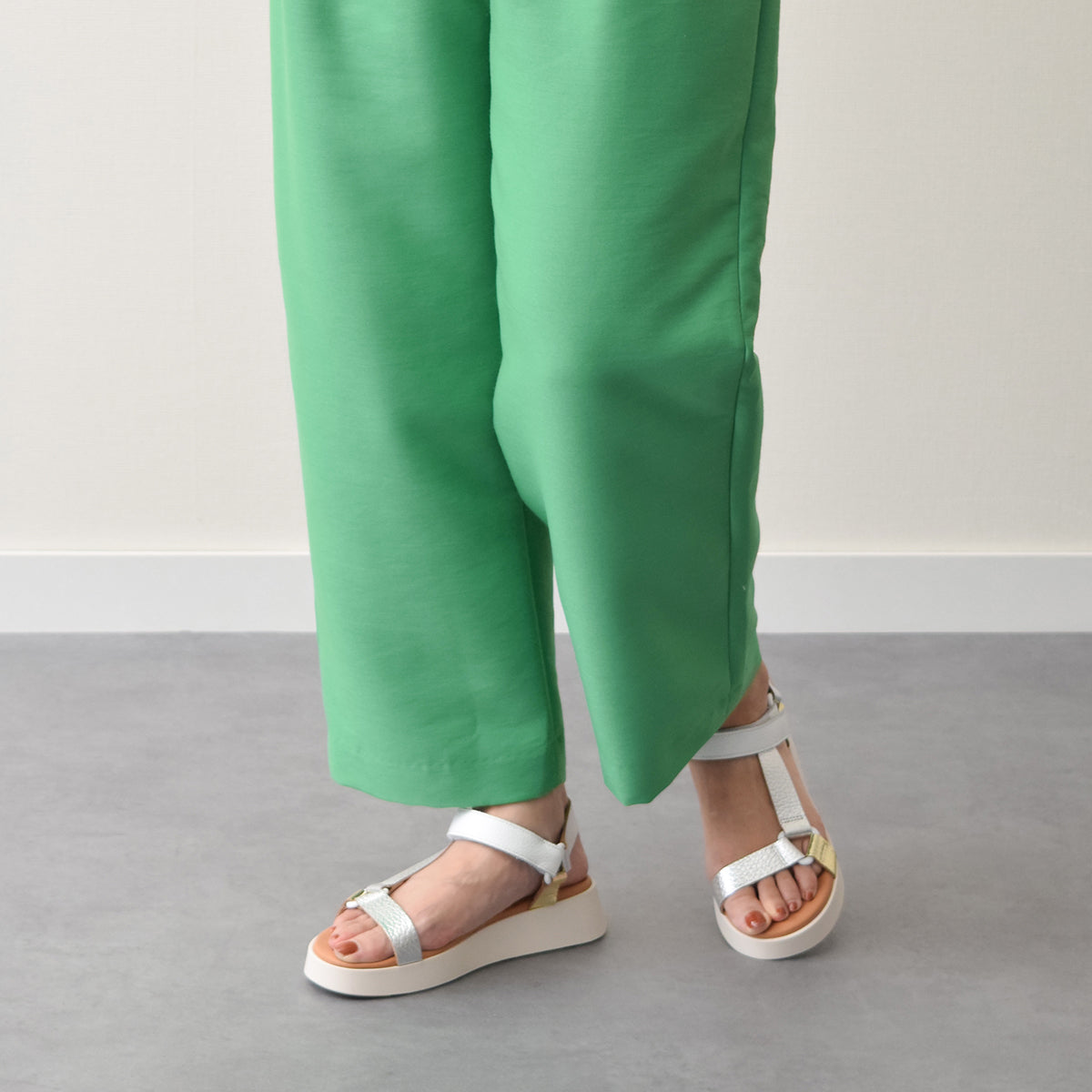 オー マイ サンダルズ Oh my Sandals カラーコンビ厚底ベルクロサンダル （シルバーコンビ） シルバーコンビ