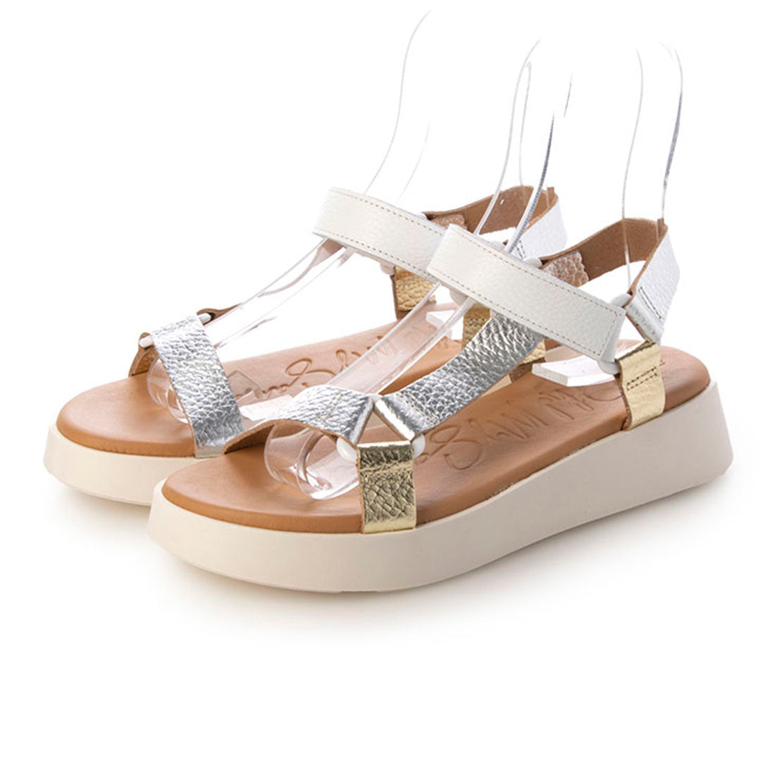 オー マイ サンダルズ Oh my Sandals カラーコンビ厚底ベルクロサンダル （シルバーコンビ） シルバーコンビ